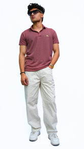 Men's Tea pink 3D textured Imported polo shirt